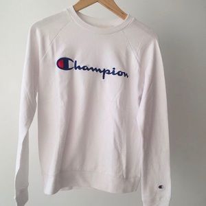 Champion Reverse Weave White Crew Neck Sweatshirt